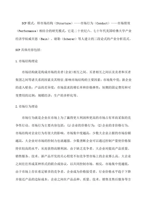 市场结构行为绩效的内容及关系