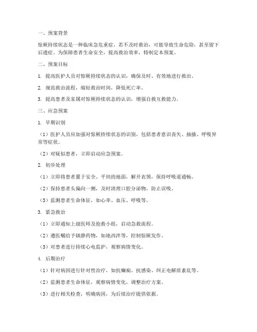 惊厥持续状态应急预案