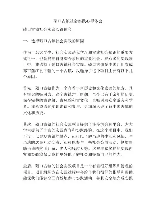 碛口古镇社会实践心得体会