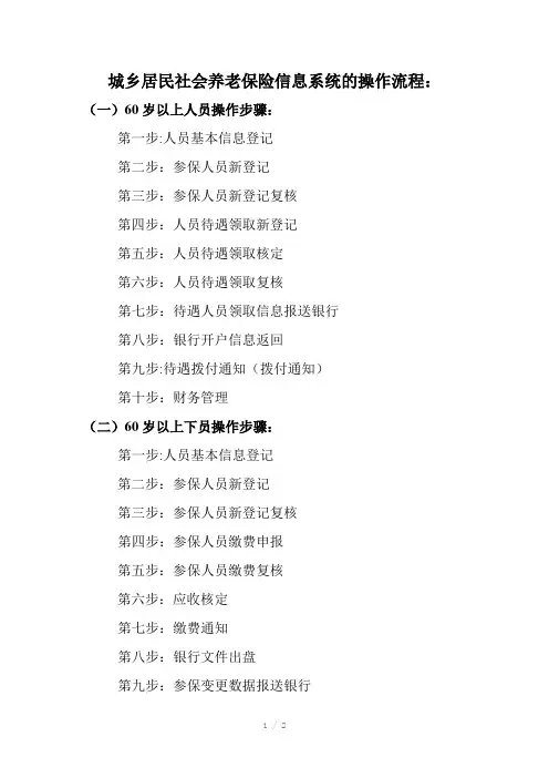 城乡居民社会养老保险信息系统的操作流程