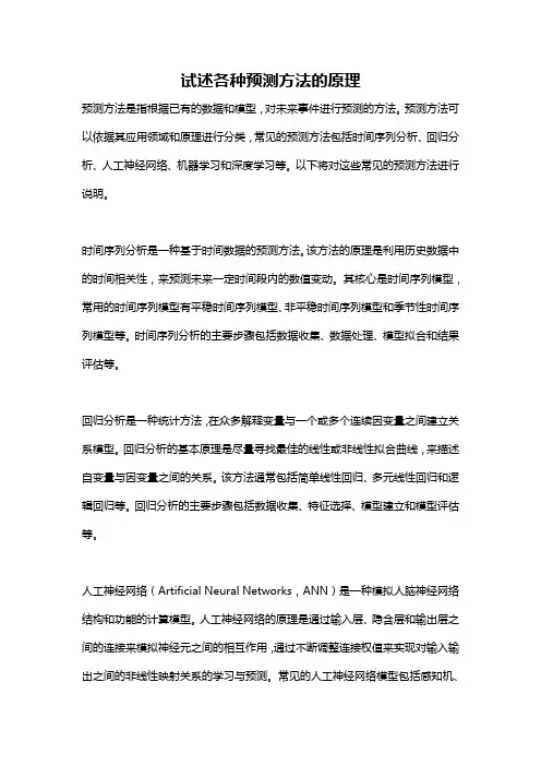 试述各种预测方法的原理