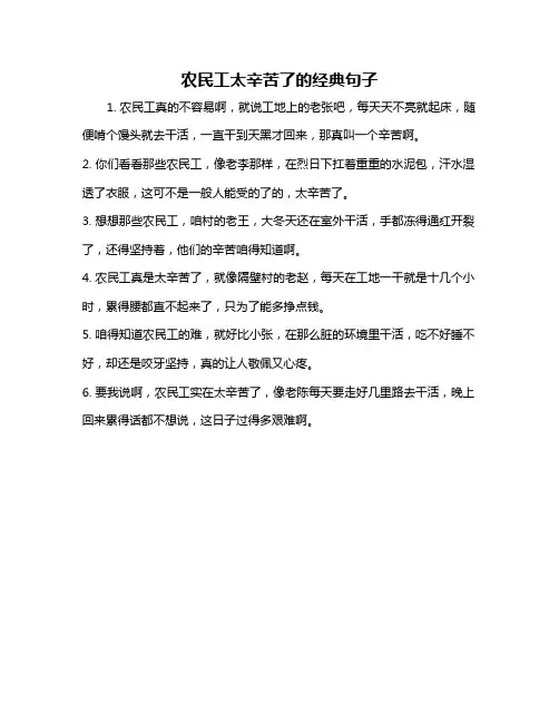 农民工太辛苦了的经典句子