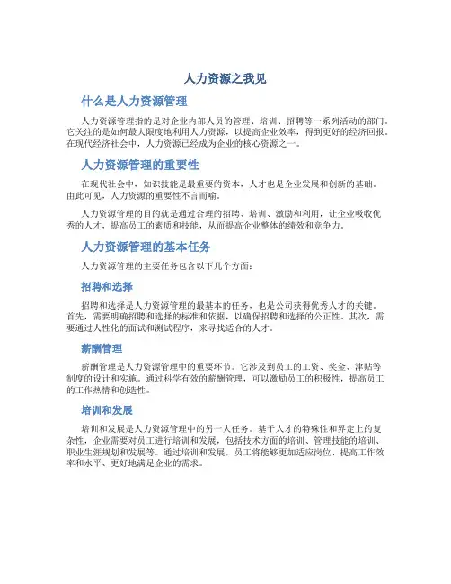 人力资源之我见