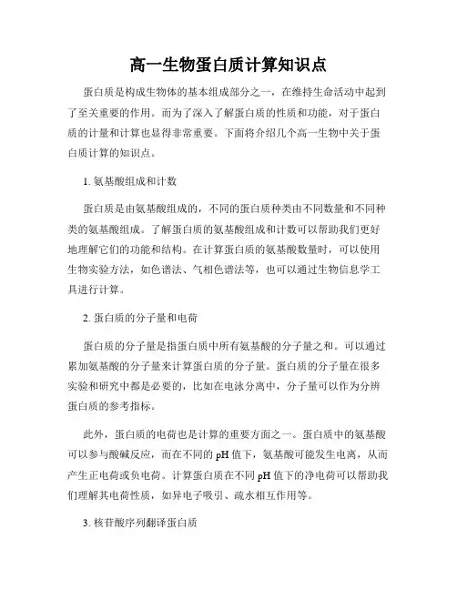 高一生物蛋白质计算知识点