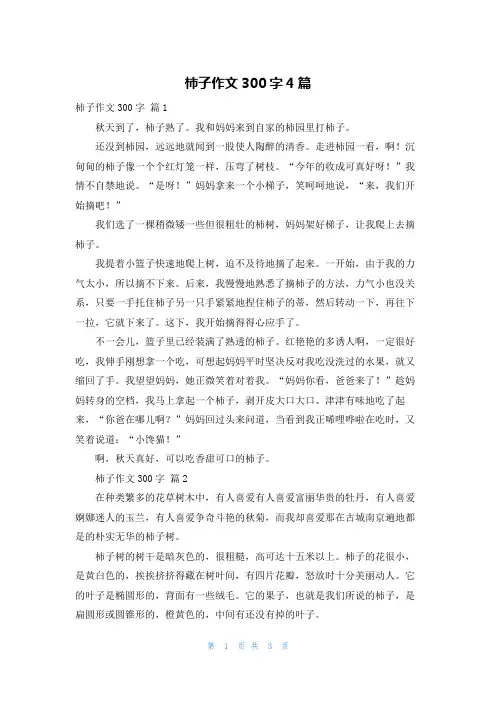 柿子作文300字4篇