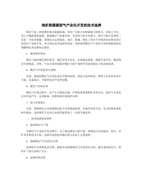浅析我国煤层气产业化开发的技术选择
