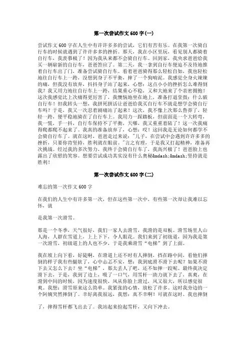 第一次尝试作文600字