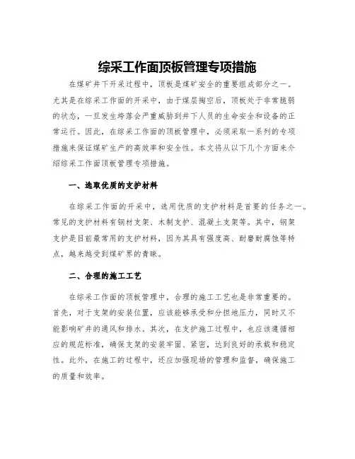 综采工作面顶板管理专项措施