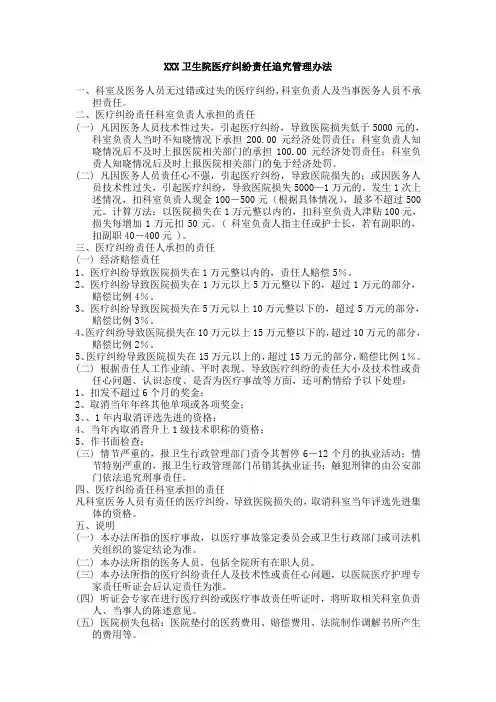 卫生院医疗纠纷责任追究管理办法