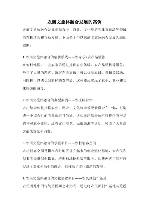 农商文旅体融合发展的案例