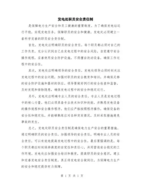发电处职员安全责任制