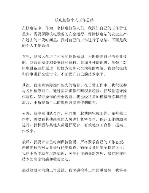 核电检修个人工作总结