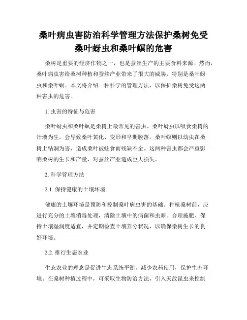 桑叶病虫害防治科学管理方法保护桑树免受桑叶蚜虫和桑叶螟的危害