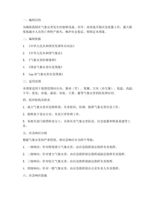 《气象灾害专项应急预案》