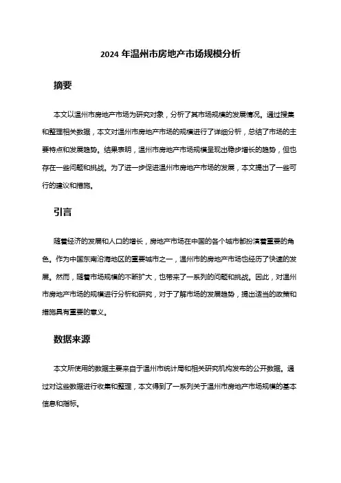 2024年温州市房地产市场规模分析