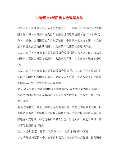 共青团支-部团员大会选举办法