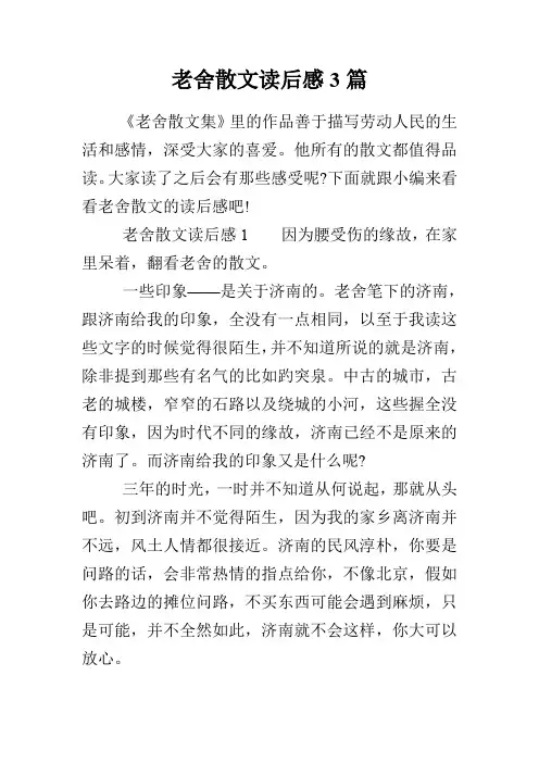 老舍散文读后感3篇
