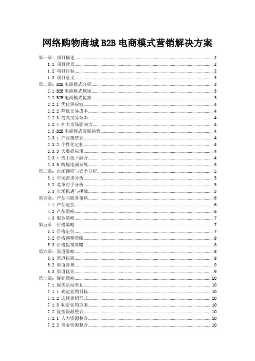 网络购物商城B2B电商模式营销解决方案