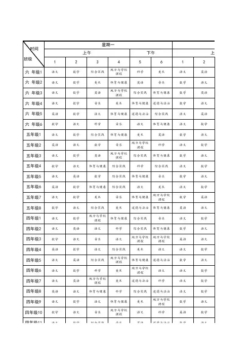 实验小学总课程表