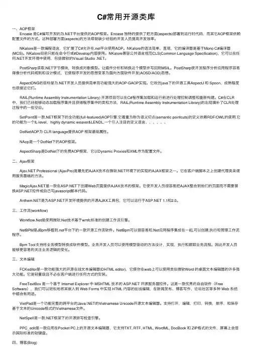 C#常用开源类库