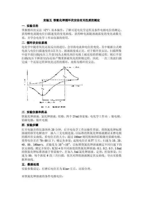铁氰化钾循环伏安法有关性质的测定