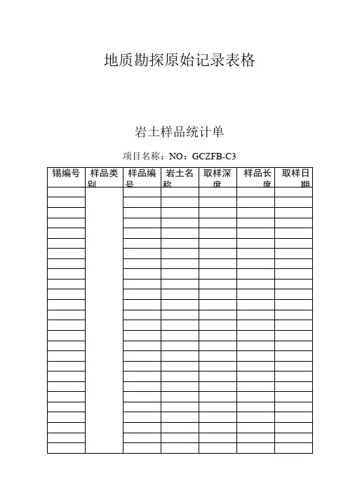 地质勘探原始记录表格模板