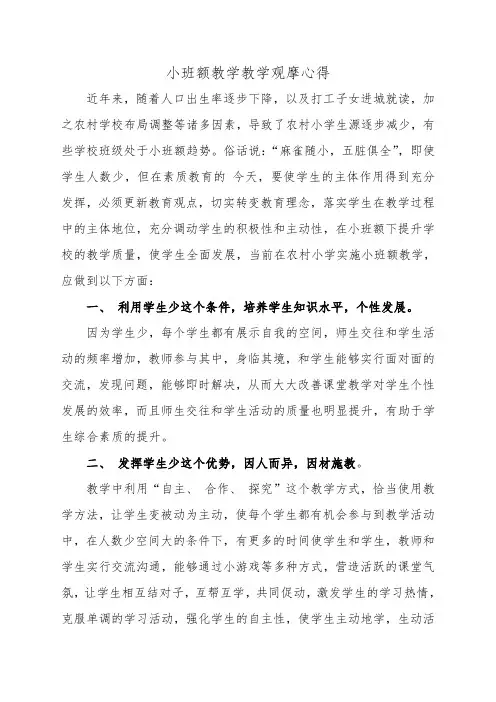 农村小学小班额教学