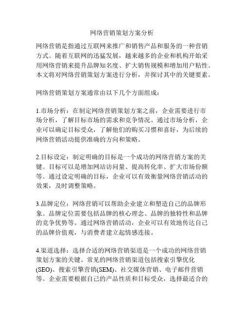 网络营销策划方案分析