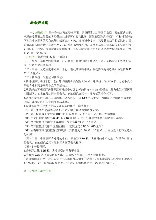篮球场平面图及尺寸介绍