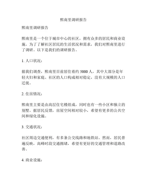 熙南里调研报告