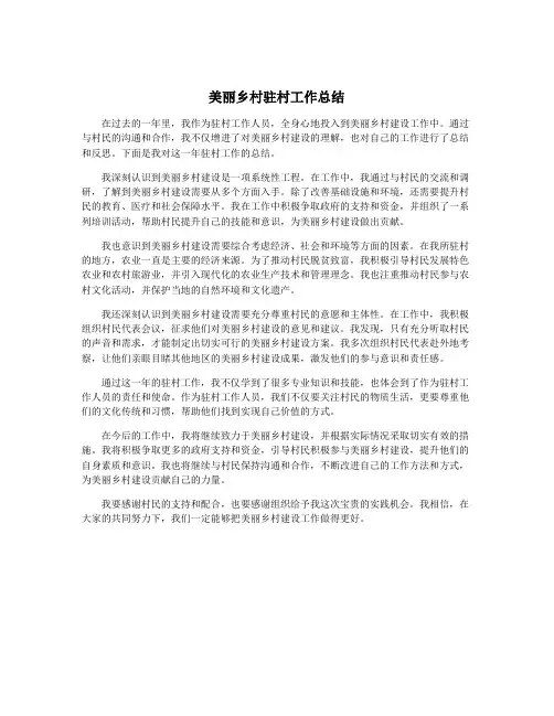 美丽乡村驻村工作总结