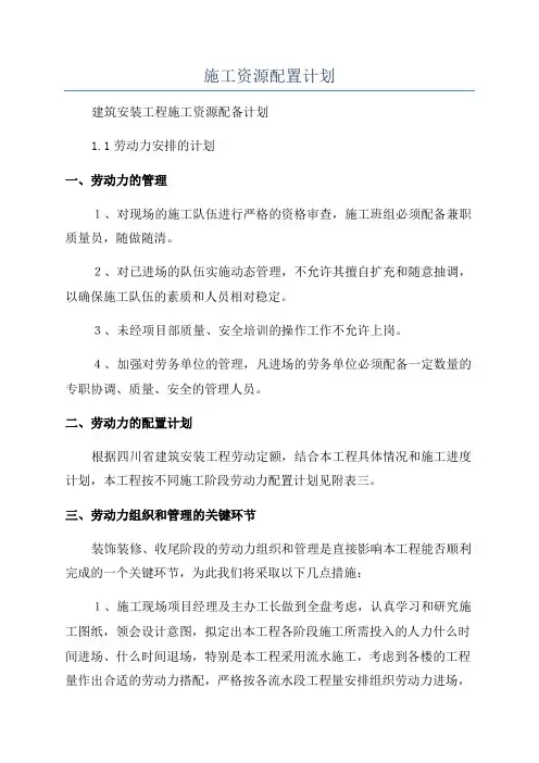 施工资源配置计划