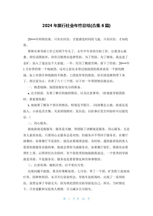 2024年旅行社业年终总结(合集6篇)