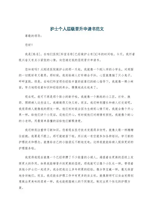 护士个人层级晋升申请书范文