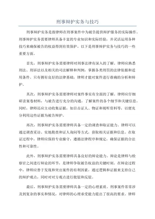 刑事辩护实务与技巧