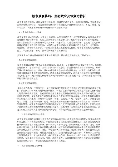 城市景观格局、生态效应及恢复力特征