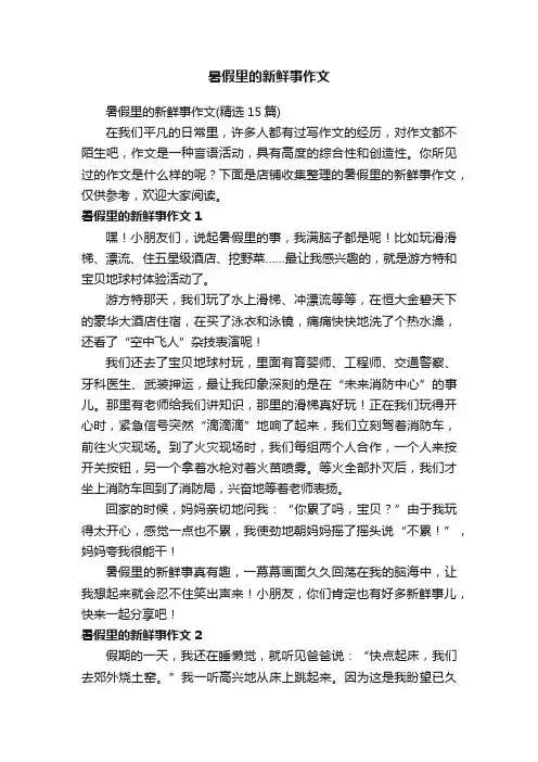 暑假里的新鲜事作文