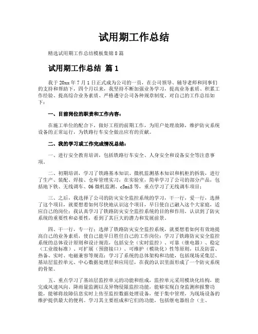 试用期工作总结