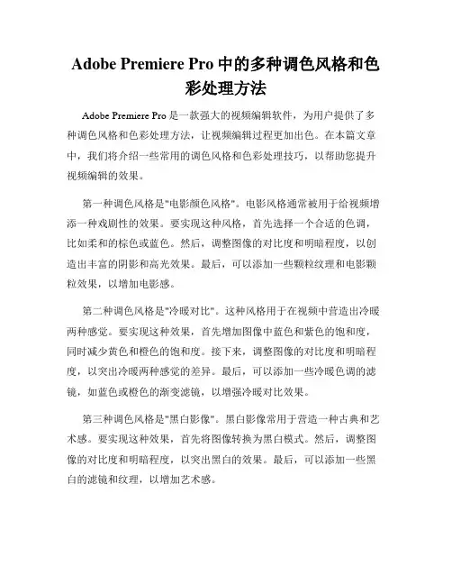Adobe Premiere Pro中的多种调色风格和色彩处理方法