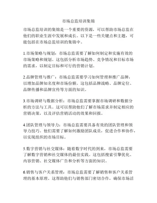 市场总监培训集锦