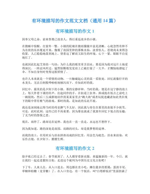有环境描写的作文范文文档(通用14篇)