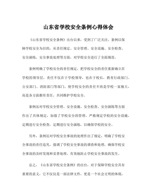 山东省学校安全条例心得体会
