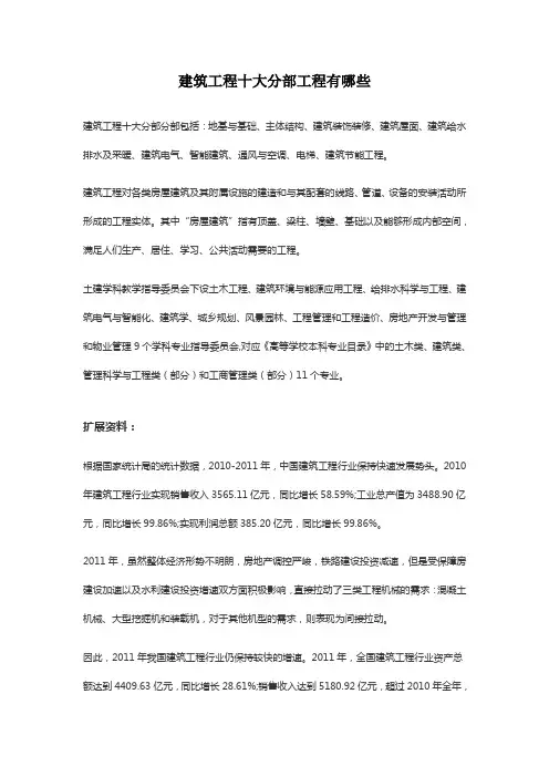 建筑工程十大分部工程有哪些