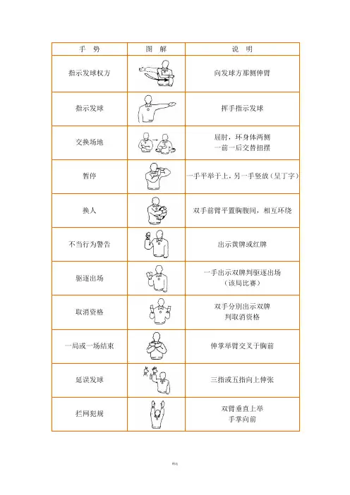 排 球 主 审 裁 判 手 势 图 解 说 明