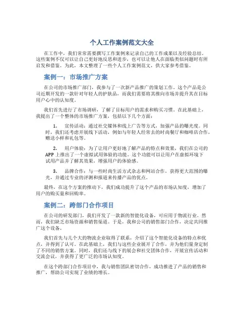 个人工作案例范文大全
