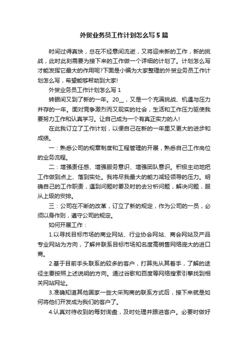 外贸业务员工作计划怎么写5篇