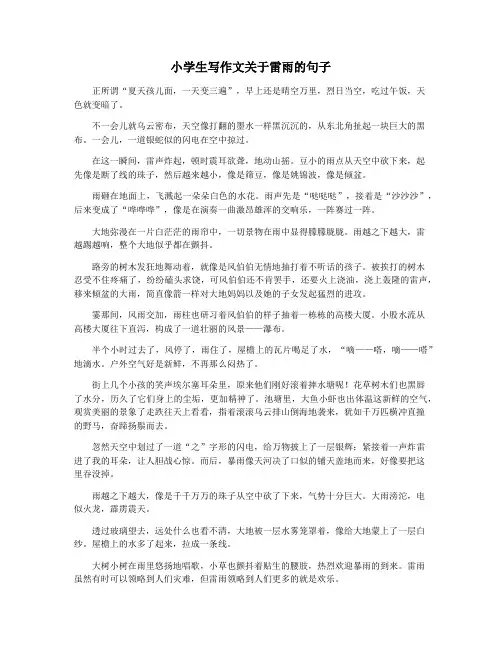 小学生写作文关于雷雨的句子