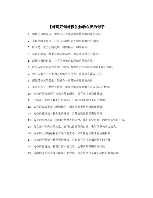 【好词好句好段】触动心灵的句子