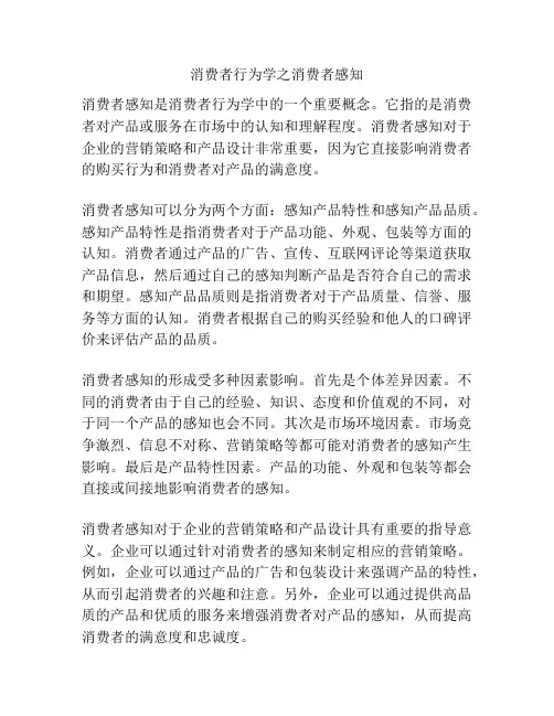 消费者行为学之消费者感知