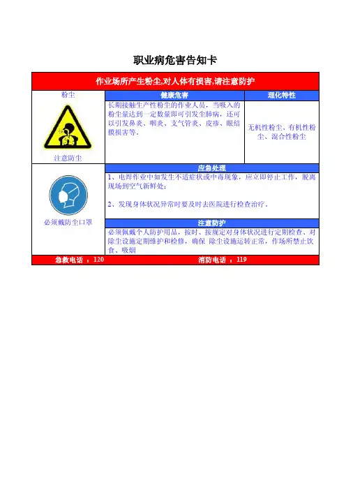 25张职业危害告知牌